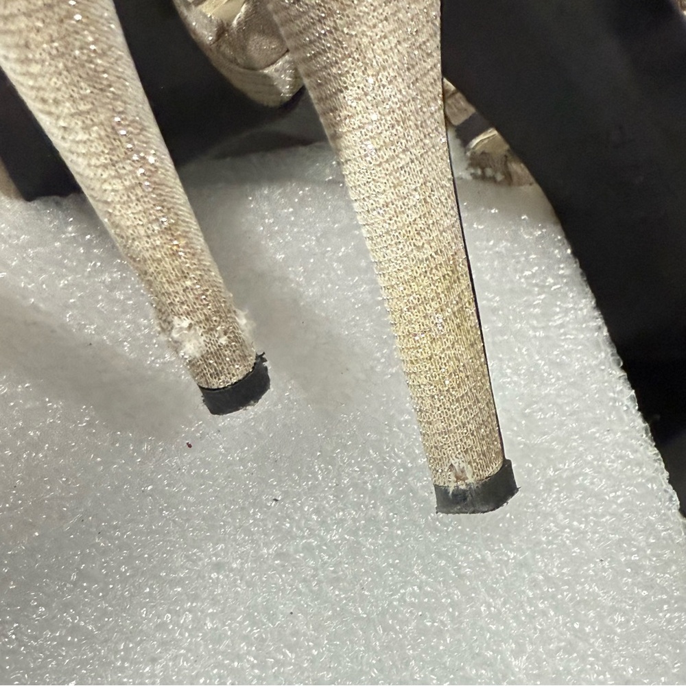 Caparros Gold Silver Rhinestone Open Toe Ankle Strap Strappy 4” Heels Size 7.5 - Picture 12 of 16